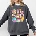 Apple Disco Pencil Books Bow Teacher Student Back To School Comfort Colors Sweatshirt Pepper