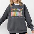 Applied Behavior Analysis Book Wildflower ABA RBT Therapist Premium Tri-Blend Comfort Colors Sweatshirt Pepper