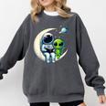 Astronaut Reading Book To Alien Shirt Moon Space Lover Kids Comfort Colors Sweatshirt Pepper