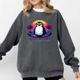 Awkward But Loyal Penguin Synthwave Vapowave Introvert Comfort Colors Sweatshirt Pepper
