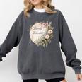 Barely Tolerable Book Lover Bookish Floral Bookworm Comfort Colors Sweatshirt Pepper