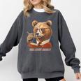 Bear Reading Book Glasses Library Zoo Teacher School Animal Comfort Colors Sweatshirt Pepper Bear Reading Book Glasses Library Zoo Teacher School Animal Comfort Colors Sweatshirt Pepper
