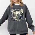Bigfoot With Alien Reading A Book Bigfoot And UFO Comfort Colors Sweatshirt Pepper