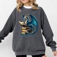 Book Lover Bookworm Reading Books Dragon Sci-Fi Character Comfort Colors Sweatshirt Pepper