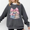 Book Lover Coquette Bow Pink Dainty Ribbon Cute Bookworm Comfort Colors Sweatshirt Pepper