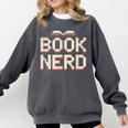 Book Nerd Retro Pixel Reading Librarian Aesthetic Comfort Colors Sweatshirt Pepper
