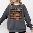Book Book Shelves Library Comfort Colors Sweatshirt Pepper
