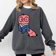 Book Worm Pun Read Reading Librarian America Men Women Kids Comfort Colors Sweatshirt Pepper