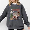 All Booked For Christmas Cute Bookish Cat Lover Comfort Colors Sweatshirt Pepper