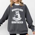 Booked And Unbothered Cat Reading Book Lovers Comfort Colors Sweatshirt Pepper