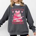 All Booked For Valentine Books Lover Teacher Floral Comfort Colors Sweatshirt Pepper