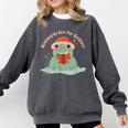 Bookmarks Are For Quitters Frog Reading Book Graphic Comfort Colors Sweatshirt Pepper