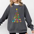 Bookmas Christmas Book Tree Book Lover English Teacher Comfort Colors Sweatshirt Pepper