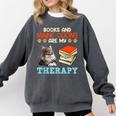 BOOKS AND MAINE COONS ARE MY THERAPY Main Coon Comfort Colors Sweatshirt Pepper BOOKS AND MAINE COONS ARE MY THERAPY Main Coon Comfort Colors Sweatshirt Pepper