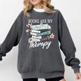 Books Are My Therapy Summer Reading Book Lovers Comfort Colors Sweatshirt Pepper