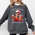 I Like My Books Spicy And My Coffee Icy Skeleton Comfort Colors Sweatshirt Pepper