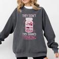 Bookworm Library Banned Book -Adults Short Sleeve Modern Crew Neck Small Straight Imported They Didn't Ban Books They Banned Thinking Comfort Colors Sweatshirt Pepper