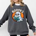BOOOKS Cute Ghost Reading Books Halloween Comfort Colors Sweatshirt Pepper