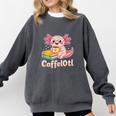Caffelotl Cute Axolotl Pun Coffee Book Lover Kawaii Humor Comfort Colors Sweatshirt Pepper
