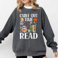 Carve Out Time To Read Halloween Ghost Books Raglan Baseball Tee Comfort Colors Sweatshirt Pepper