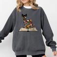 Cat Book Flowers Comfort Colors Sweatshirt Pepper