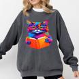 Cat Book Shirt Colorful Cat Reading Book Comfort Colors Sweatshirt Pepper