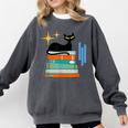 Cat And Books Retro Midcentury Mid Century Aesthetic Comfort Colors Sweatshirt Pepper