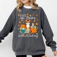 Cat Fall In Love With Reading Book Lover Autumn Comfort Colors Sweatshirt Pepper
