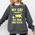 My Cat Guards My Mug And Book Humor Cats Premium Tri-Blend Comfort Colors Sweatshirt Pepper