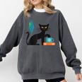 Cat Midcentury With Book And Coffee Atomic Age Mid Century Comfort Colors Sweatshirt Pepper Cat Midcentury With Book And Coffee Atomic Age Mid Century Comfort Colors Sweatshirt Pepper