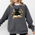 Cat Shirts For Women Book Lover Shirt Cute Cat And Book Premium Tri-Blend Comfort Colors Sweatshirt Pepper