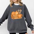 Cats Books And Coffee Heart Cozy Cat Lover Bookworm Readers Comfort Colors Sweatshirt Pepper