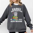 Cats And Books Read Reading Librarian Book Across America Comfort Colors Sweatshirt Pepper