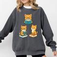 Cats Reading Book Lover Reading Bookworm Reader Comfort Colors Sweatshirt Pepper