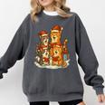 Cats Reading Books Christmas Tree Comfort Colors Sweatshirt Pepper