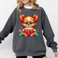 Chihuahua Reading a Book Dog Comfort Colors Sweatshirt Pepper