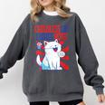 Childless Cat Ladies Vote Kamala Harris Cute Comic Book Cat Comfort Colors Sweatshirt Pepper