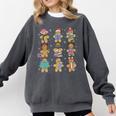 Christmas Library Gingerbread Man Books Lover Bookworm Comfort Colors Sweatshirt Pepper