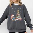Christmas A Penguin Reading Book Snowflake Cocoa Hot Teacher Comfort Colors Sweatshirt Pepper