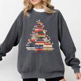 Christmas Tree Book Bookworm Comfort Colors Sweatshirt Pepper