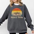 Coffee Beans & Books Retro Bookworm Librarian Comfort Colors Sweatshirt Pepper