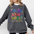 Color Our World Summer Reading 2025 Boho Wildflower Book Comfort Colors Sweatshirt Pepper