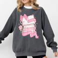 Coquette Reading Book Lover Pink Bow Bookish Mom & Daughter Comfort Colors Sweatshirt Pepper Coquette Reading Book Lover Pink Bow Bookish Mom & Daughter Comfort Colors Sweatshirt Pepper