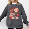 Coquette Teacher School Supplies Bows Books Globe Apple Cute Comfort Colors Sweatshirt Pepper