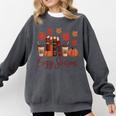 Cozy Season Autumn Leaves Books Pumpkins Fall Halloween Comfort Colors Sweatshirt Pepper
