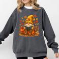 Cute Autumn Gnome Reading Pumpkin Book Lover Comfort Colors Sweatshirt Pepper