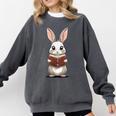 Cute Bookworm Bunny Reading For Kids And Teachers Comfort Colors Sweatshirt Pepper