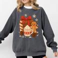 Cute Christmas Books Gingerbread Xmas Book Lover Teacher Comfort Colors Sweatshirt Pepper