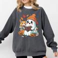 Cute Cozy Ghost Reading With Cat Book Lover Autumn Fall Comfort Colors Sweatshirt Pepper Cute Cozy Ghost Reading With Cat Book Lover Autumn Fall Comfort Colors Sweatshirt Pepper