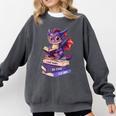 Cute Dragon Read Books Be Kind Stay Weird Book Lover Comfort Colors Sweatshirt Pepper